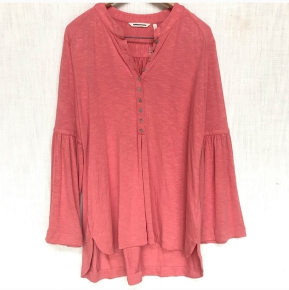 Soft Surroundings Campana Blouse size Large Pink Bell Sleeve Oversized Relaxed - Picture 1 of 6
